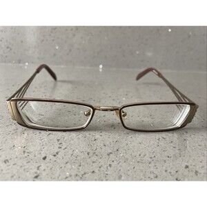 Easyclip Eyeglasses Frames ONLY P6061 Brown Metal Full Rim rectangle 50-18-140